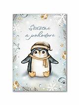 Papiernictvo - Vianočný pozdrav s tučniakom - Šťastné a pohodové - 16099554_