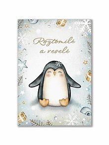 Papiernictvo - Vianočný pozdrav s tučniakom - Roztomilé a veselé - 16099556_