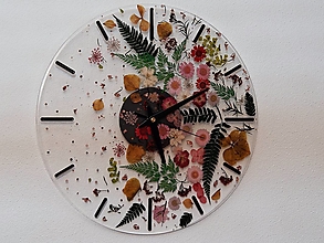 Hodiny - Pestrofarebné priehľadné hodiny s kvetmi - 16097942_