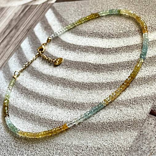 Luxury Multi Aquamarine Necklace Stainless Steel / Náhrdelník akvamarín, oceľ A101