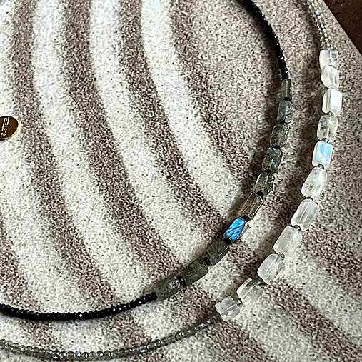 Luxury Labradorite Spinel Necklace Stainless Steel / Náhrdelník Labradorit, spinel, oceľA101