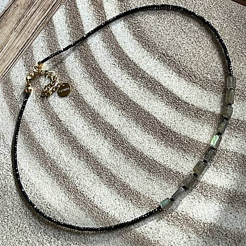 Luxury Labradorite Spinel Necklace Stainless Steel / Náhrdelník Labradorit, spinel, oceľA101