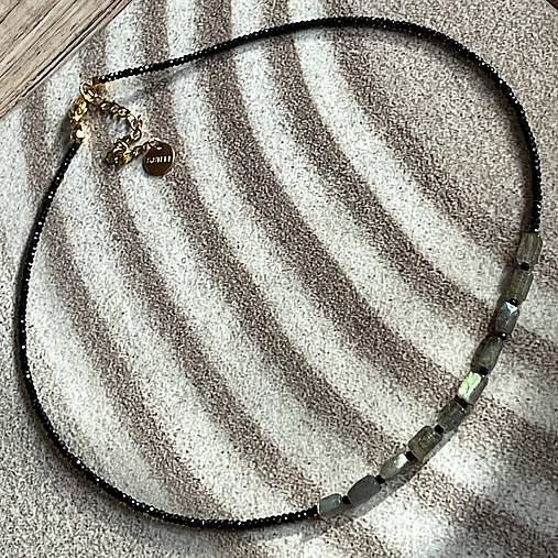 Luxury Labradorite Spinel Necklace Stainless Steel / Náhrdelník Labradorit, spinel, oceľA101