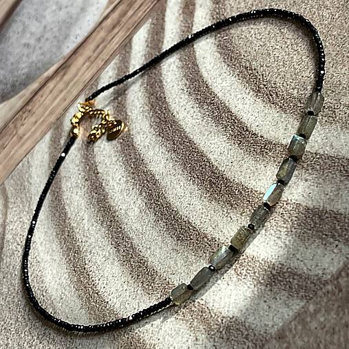 Luxury Labradorite Spinel Necklace Stainless Steel / Náhrdelník Labradorit, spinel, oceľA101