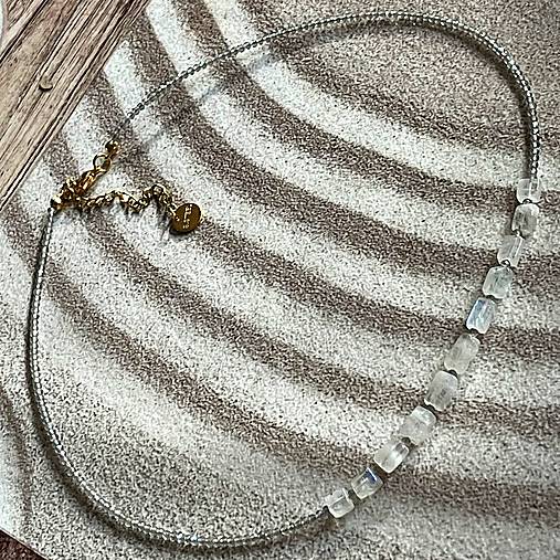 Luxury Labradorite Moonstone Necklace Stainless Steel / Náhrdelník Labradorit, mesačný kameň, oceľ A101