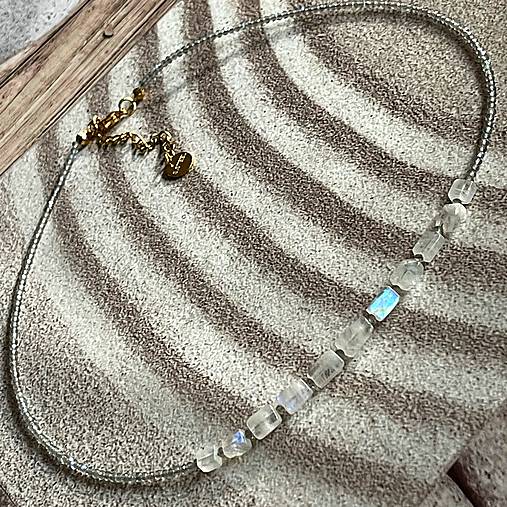 Luxury Labradorite Moonstone Necklace Stainless Steel / Náhrdelník Labradorit, mesačný kameň, oceľ A101