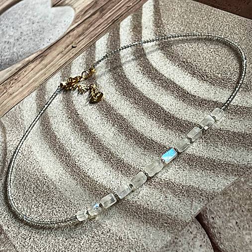 Luxury Labradorite Moonstone Necklace Stainless Steel / Náhrdelník Labradorit, mesačný kameň, oceľ A101