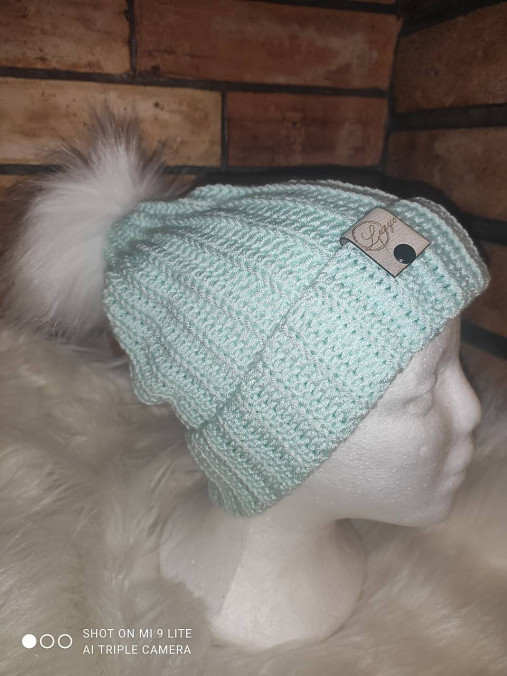 Čiapky, čelenky, klobúky - AKCIA Zimná  čiapka mentolová - 16101213_