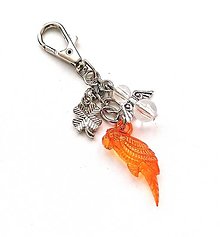 Kľúčenky - Kľúčenka "papagáj" s anjelikom (oranžová) - 16104781_