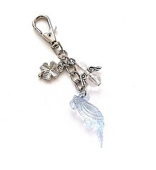 Kľúčenky - Kľúčenka "papagáj" s anjelikom (modrá) - 16104787_