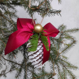 Suroviny - Vianočná dekorácia šiška , červená saténová stuha - 16102296_