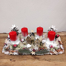 Svietidlá a sviečky - Adventný vianočný svietnik, adventná krajinka - 16103167_