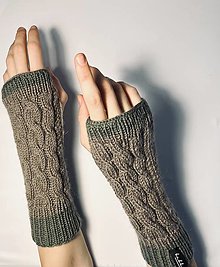 Rukavice - Dámske pletené rukavice  (Béžová) - 16102785_