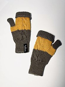 Rukavice - Dámske pletené rukavice  (Žltá) - 16102798_