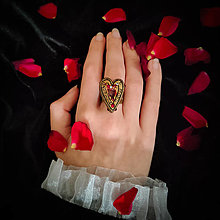 Prstene - Prsteň Zlomenó srdce láska a krv gotický stredoveký memento mori fantasy šperky - 16104763_