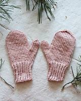 Rukavice - Ručne pletené ružové rukavice palčiaky s vlnou - 16102310_