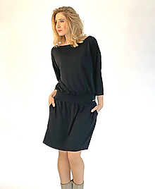 Šaty - Černé krátké šaty s rukávem - 16105923_
