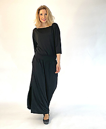 Šaty - Černé dlouhé šaty s rukávem - 16105938_