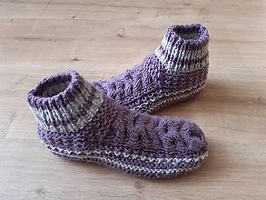 Ponožky, pančuchy, obuv - Pletené domáce papučky-dámske - 16105855_