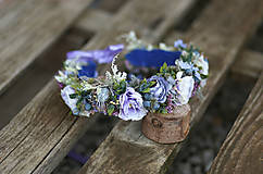 Ozdoby do vlasov - Fialovo-modrý  kvetinový venček - 16108902_