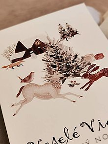 Papiernictvo - Vianočný pozdrav NA DEDINE s obálkou (Jeleň) - 16106997_