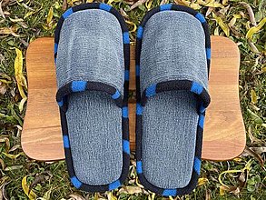 Ponožky, pančuchy, obuv - Riflové papuče s čierno-modrým lemom - 16105074_