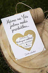 Papiernictvo - Stieracie oznámenie pre krstných rodičov - zlaté srdiečko  ("Krstní rodičia" oznámenie + OBÁLKA ZLATÁ) - 16107548_