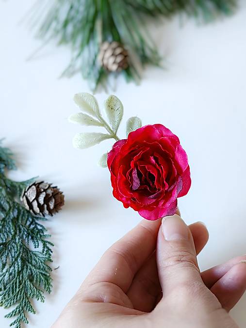 Vianočné sponky "vianočná ruža"