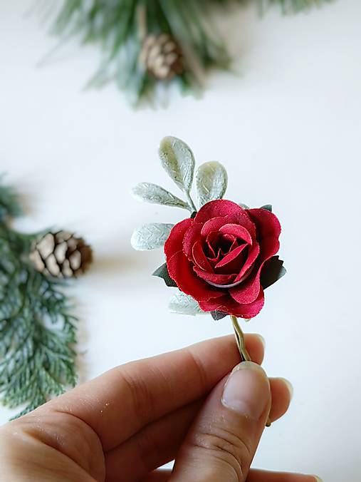 Vianočné sponky "vianočná ruža"