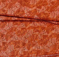 Textil - Bavlnené látky (oranžový melír s drobnými konárikmi) - 16107229_