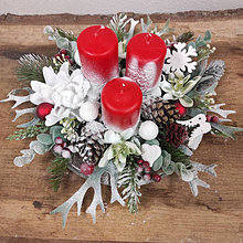 Svietidlá a sviečky - Vianočný svietnik, vianočná dekorácia na stôl - 16106925_