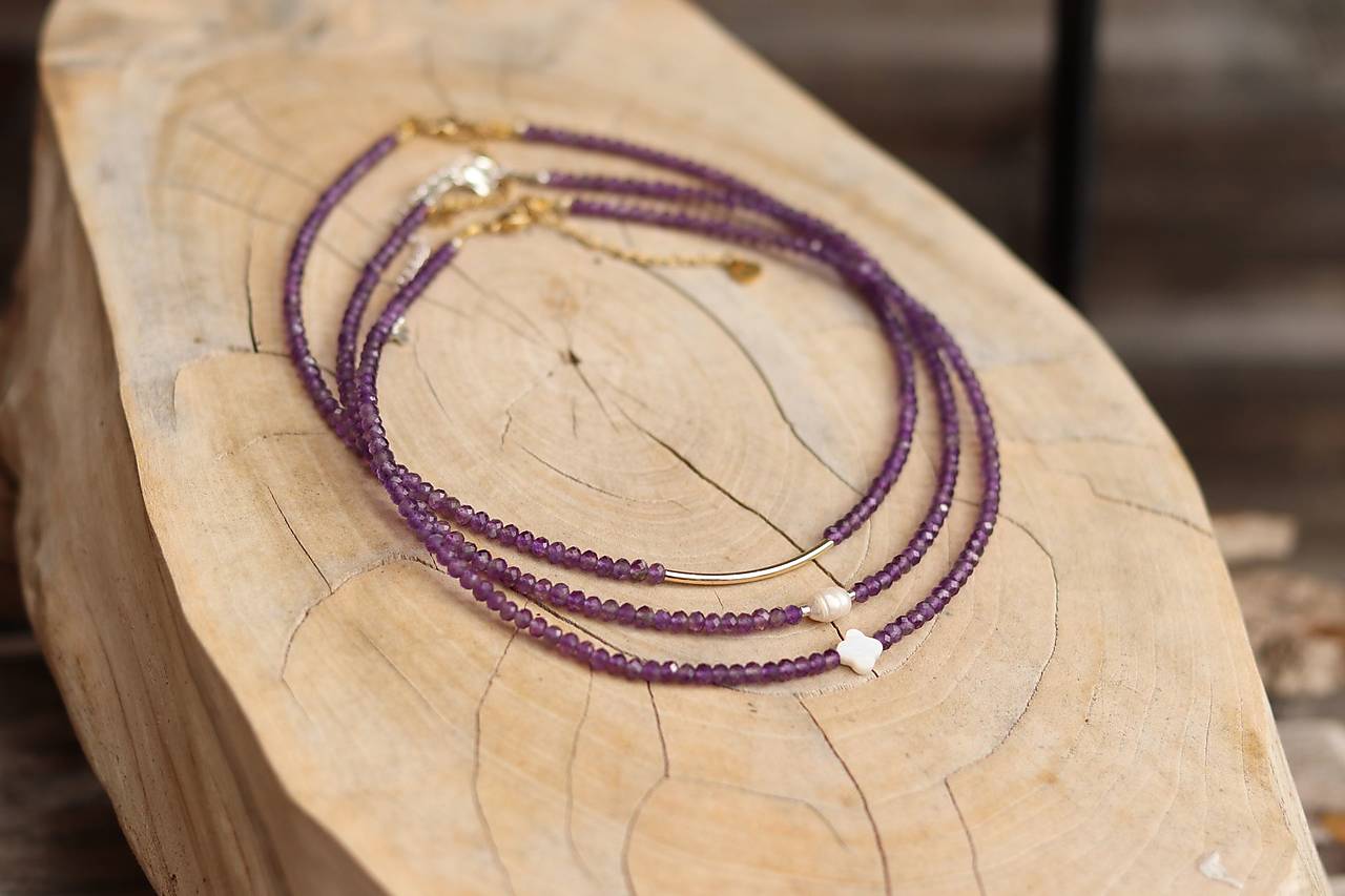 Náhrdelník - choker - ametyst