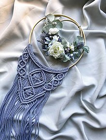 Dekorácie - Macramé venec - Kúzlo kvetov (Pastelová modř) - 16108920_