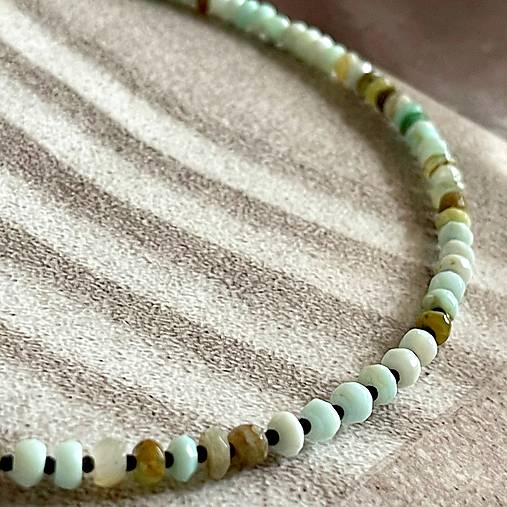 Luxury Blue Peru Opal Spinel Necklace Stainless Steel / Náhrdelník Peru opál, spinel, oceľ A101