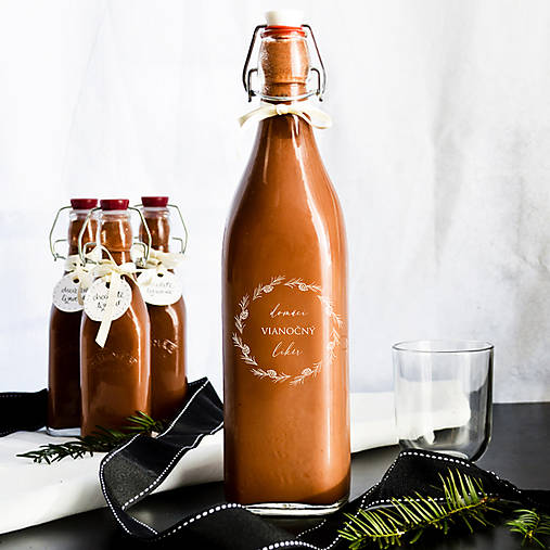 Úložné priestory & Organizácia - Transparentné nálepky - Domáci vianočný likér - 16111563_