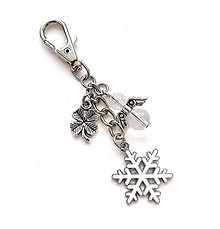 Kľúčenky - Kľúčenka vianočná s minerálovým anjelikom (vločka) - 16111242_