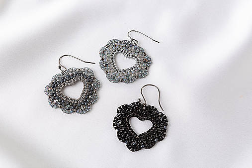 Náušnice - náušnice Ela (Tmavo-šedá) - 16112175_