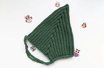 Detské čiapky - Detská čiapka "pixie" lesná zelená - 1,5-3 r.(100% merino) - 16110563_
