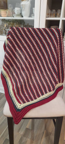Úžitkový textil - Háčkovaná deka prúžky malá - 16111873_