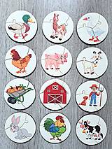 Hračky - Detské puzzle z dreva 12 ks - farma zvieratká - 16112644_