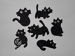 Galantéria - Nažehľovačky Čierne mačky set 6ks (NZ411) - 16112807_