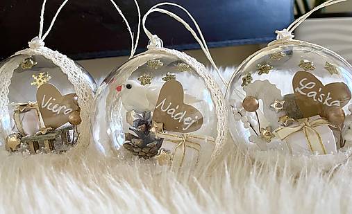 Dekorácie - Viera-nádej-láska, 3D Vianočné ozdoby vo farbe biela a zlatá  - 16110269_