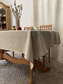 Úžitkový textil - Ľanový Obrus na stôl / light SAND/ - 16110030_