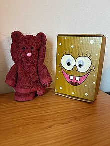 Úžitkový textil - Krabička Spongebob s uterákom - 16111418_