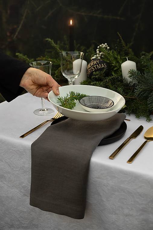 Úžitkový textil - Ľanový obrúsok Special Grey - 16111213_