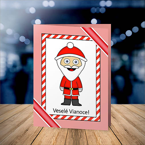 Vianočná pohľadnica detské kostýmy - Santa (sladký pásik)