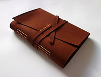 Papiernictvo - Kožený zápisník A5 čokoládová nubuk - 16114055_