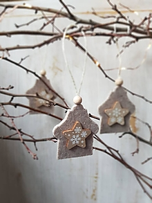 Dekorácie - Vianočné ozdoby- domčeky nature - 16116482_