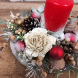 Svietidlá - Vianočný svietnik, sviatočný aranžmán, vianočná dekorácia na stôl - 16114502_
