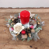 Svietidlá - Vianočný svietnik, sviatočný aranžmán, vianočná dekorácia na stôl - 16114503_